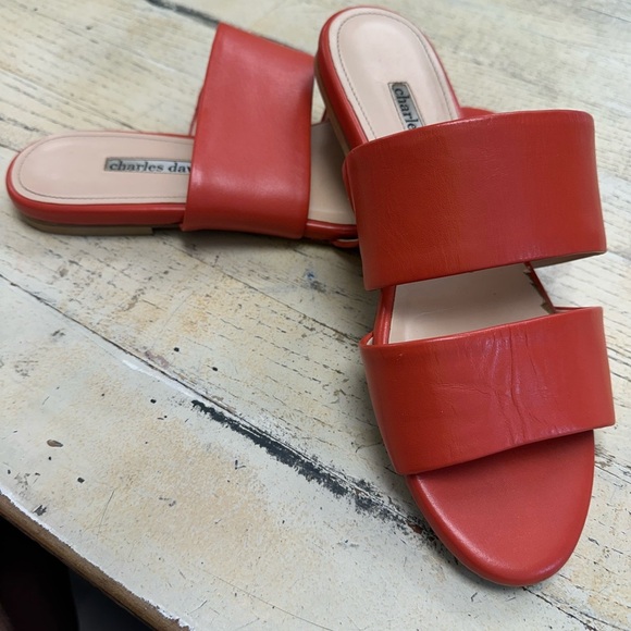 Charles David Orange Sandals Sleek Minimalist Design - Picture 4 of 6